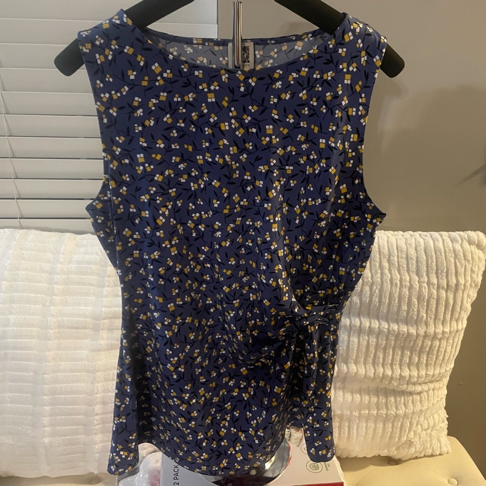 Anne Klein Blue Fitted Sleeveless Tank Top